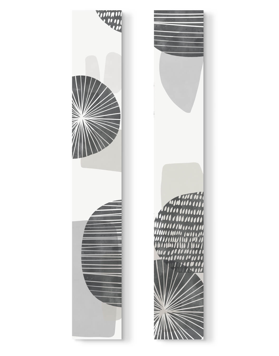 Set of Two Canvases, Tall Shades of Grey Silver Wall Art