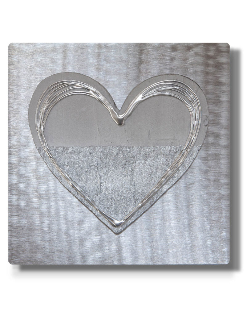 Love Heart Light Grey Silver Wall Art, Contemporary Art UK