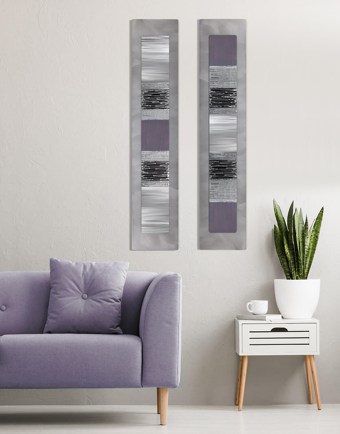 Echo Luxe Lavender Set - Silver Wall Art, Contemporary Art UK