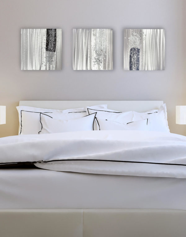 White Crystal Cluster Silver Wall Art, Contemporary Art UK