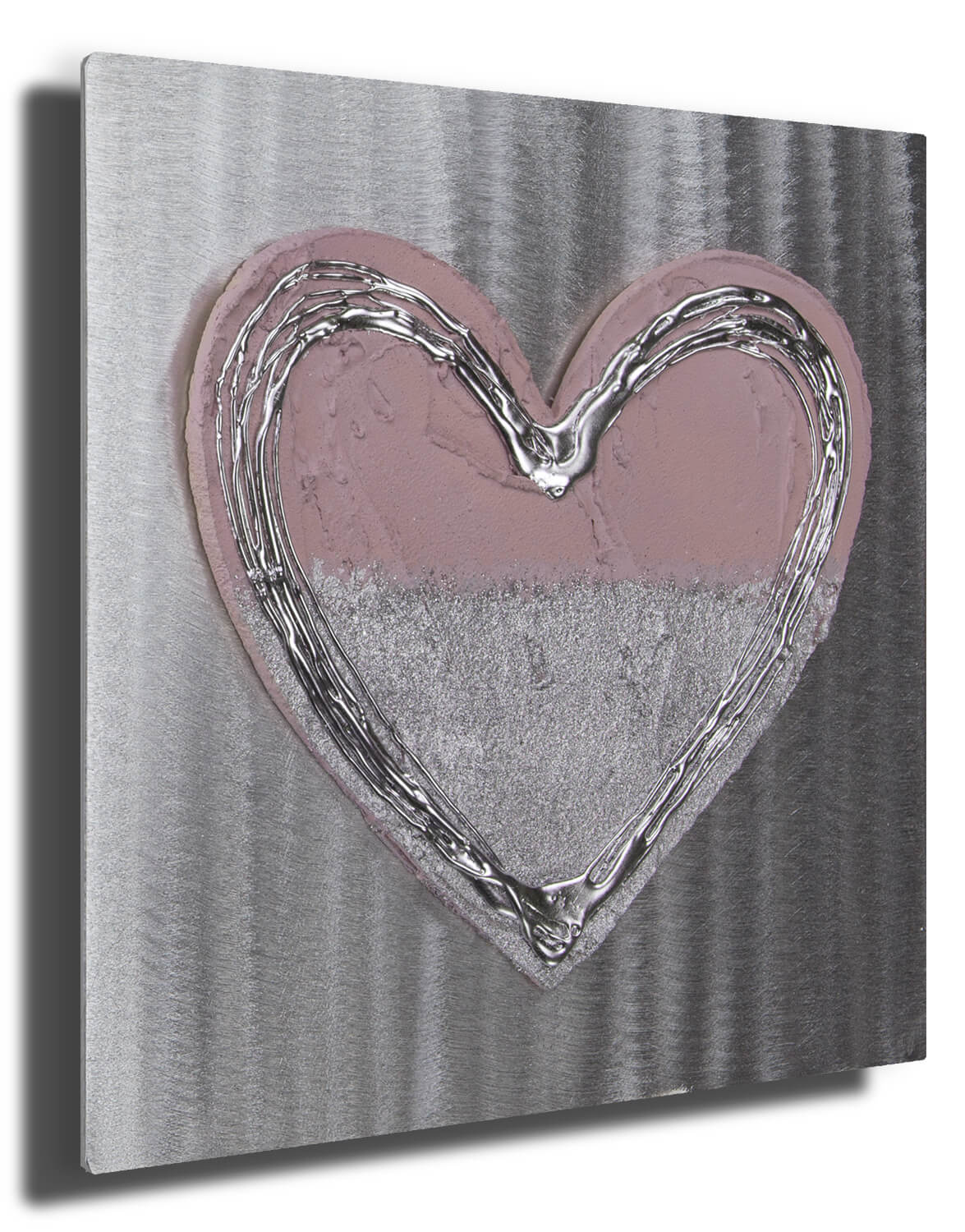 Dusky Pink Love Heart Set - Silver Wall Art, Contemporary ...