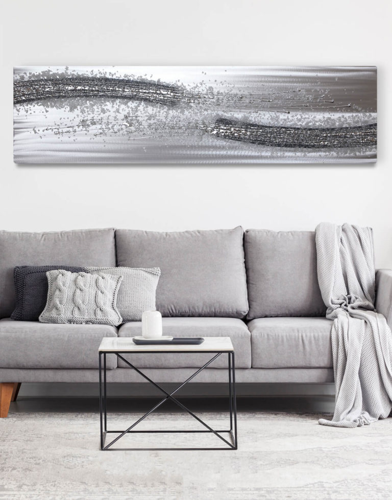 Silver Grey Flux Silver Wall Art, Contemporary Art UK