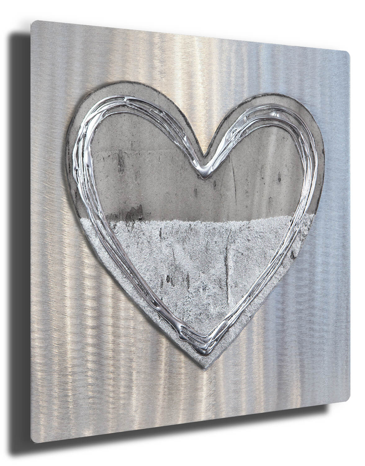 Set of Three Hearts, Shades of Grey Silver Wall Art, Contemporary Art UK