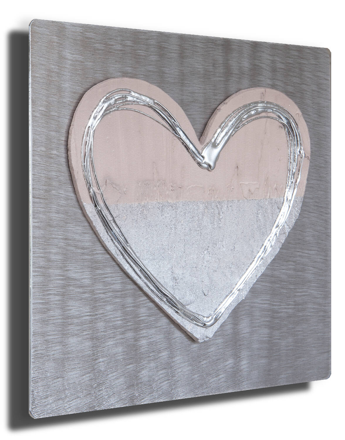 Love Heart Buff Silver Wall Art, Contemporary Art UK