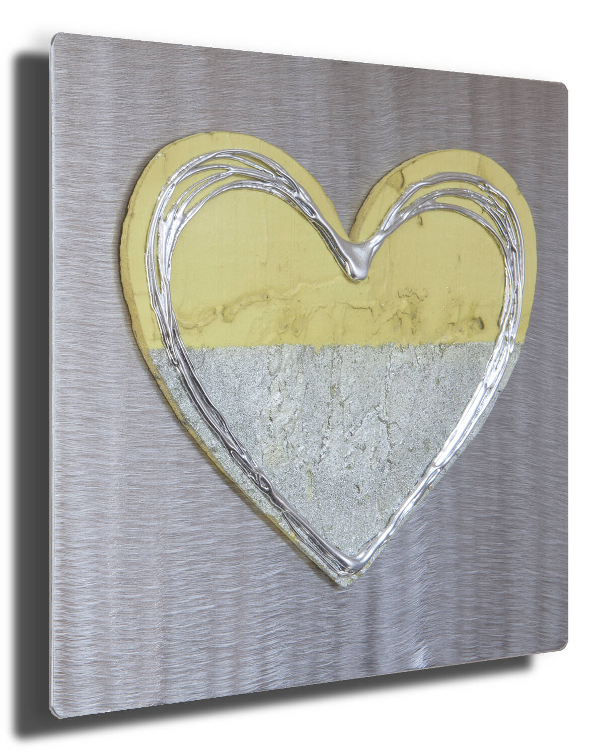 Light Olive Heart Silver Wall Art, Contemporary Art UK
