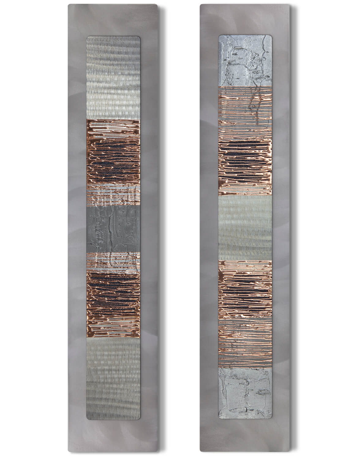 Echo Luxe Grey and Copper Set Silver Wall Art, Contemporary Art UK