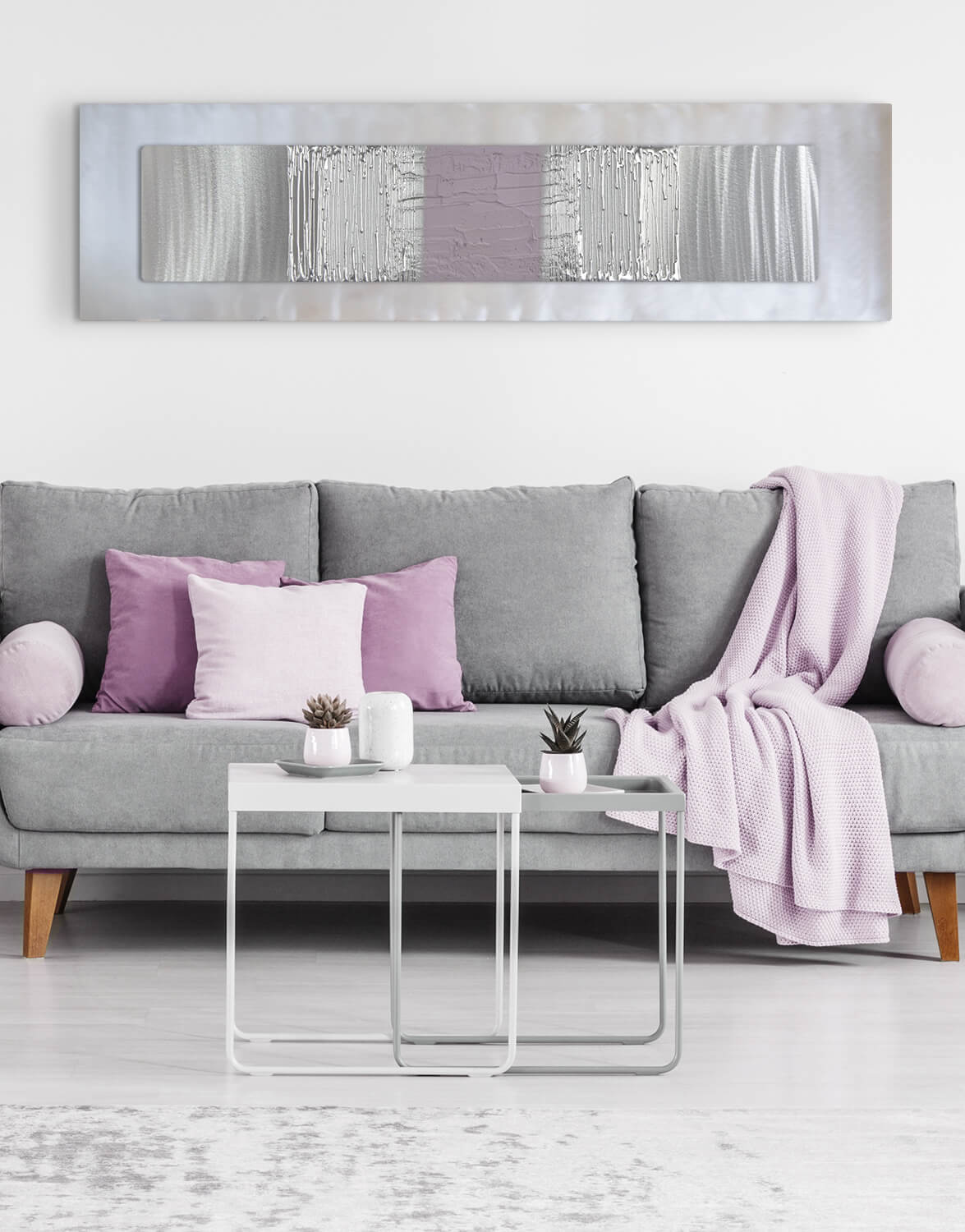 Echo Blush Silver Wall Art, Contemporary Art UK