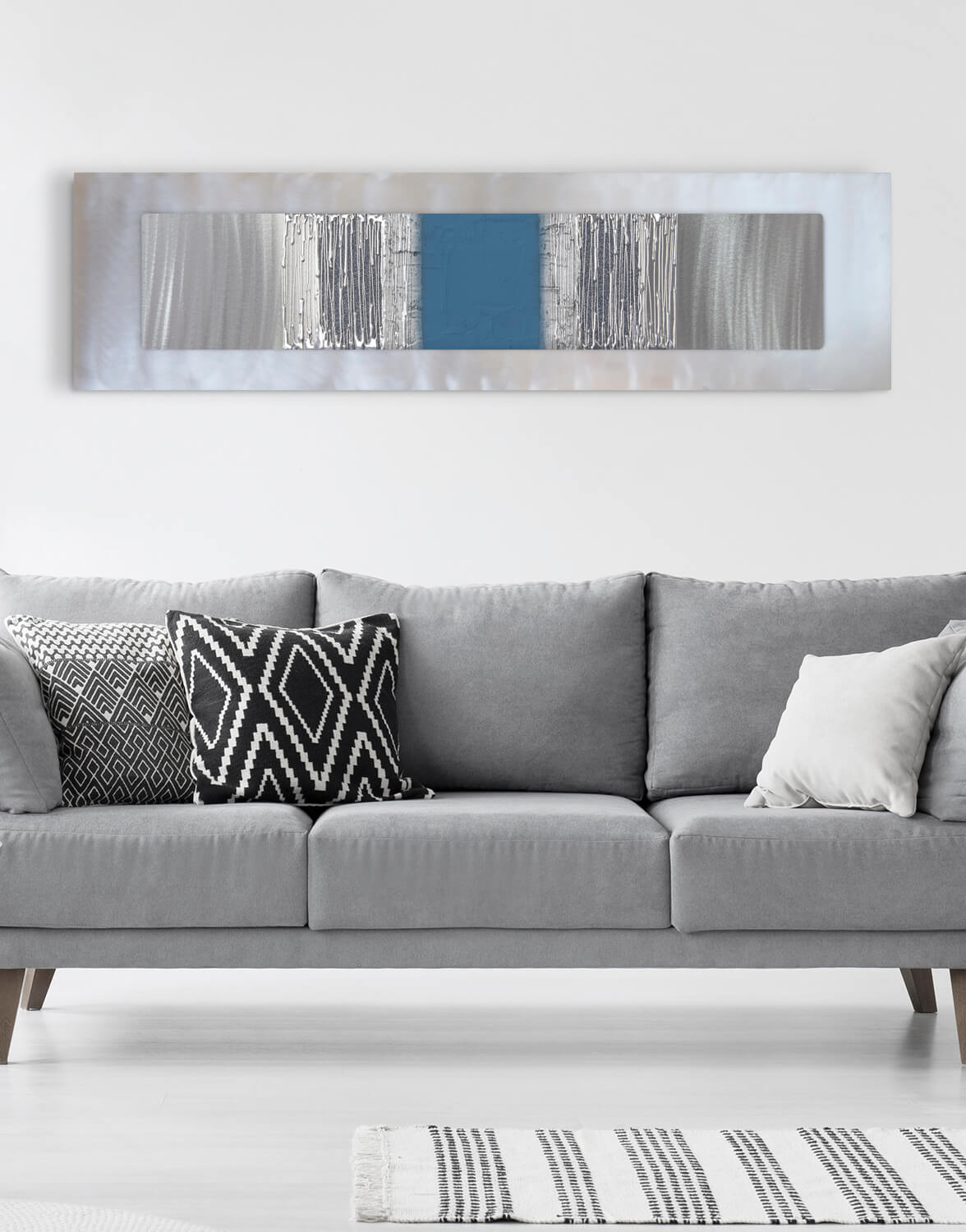 Echo Cerulean Silver Wall Art, Contemporary Art UK