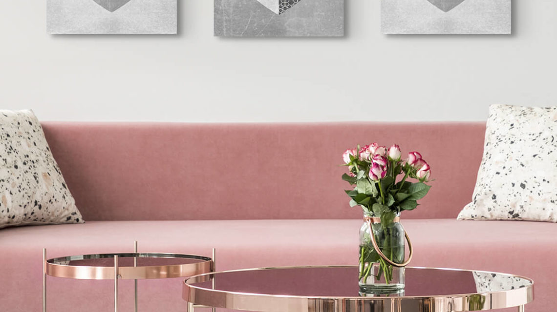 Heart Canvas Art Dusky Rose Pink Silver Wall Art, Contemporary Art UK