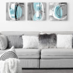 Set of Blue and Grey Abstract Canvas