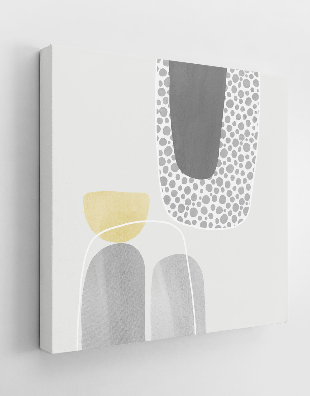 Set of Two Canvases 'Light Mustard' Silver Wall Art, Contemporary Art UK