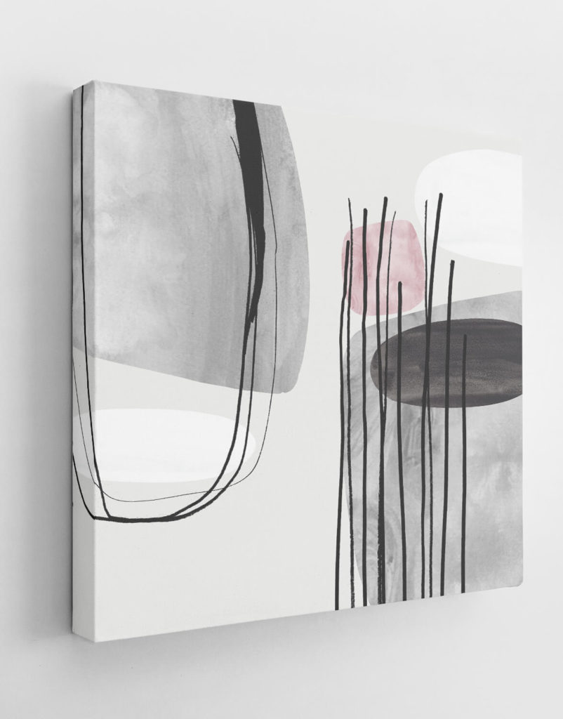Set of Two Canvases 'Dusky Pink Tumbles' Silver Wall Art