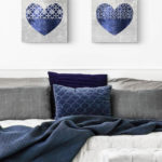 Navy Blue Love Heart Canvas Prints