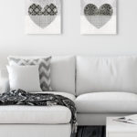 Black and White Pattern Heart Canvas set