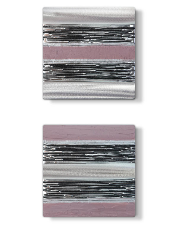 Echo Dusky Blush Duo Silver Wall Art, Contemporary Art UK