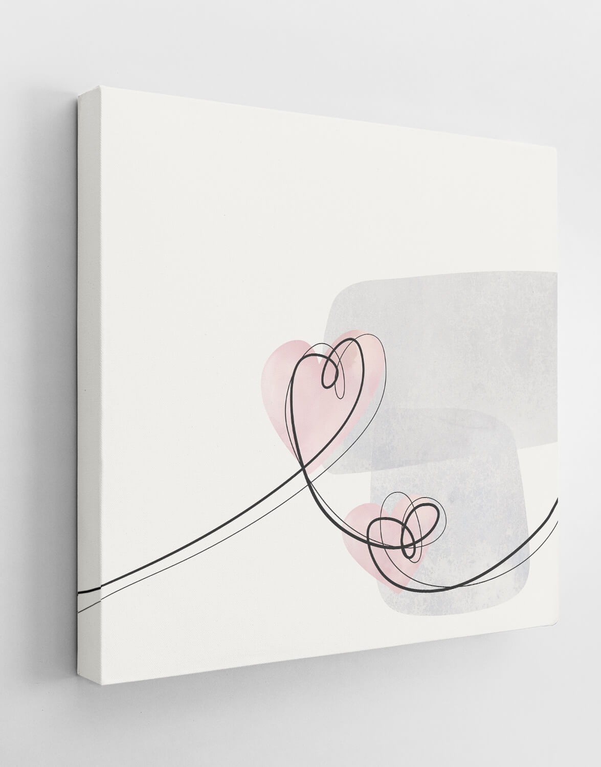 SET OF THREE CANVASES ‘BLUSH HEART TRIO’ Silver Wall Art