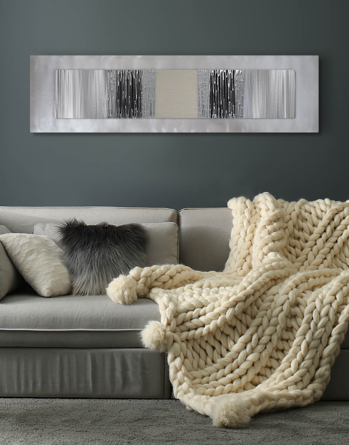 Echo Cream Silver Wall Art, Contemporary Art UK