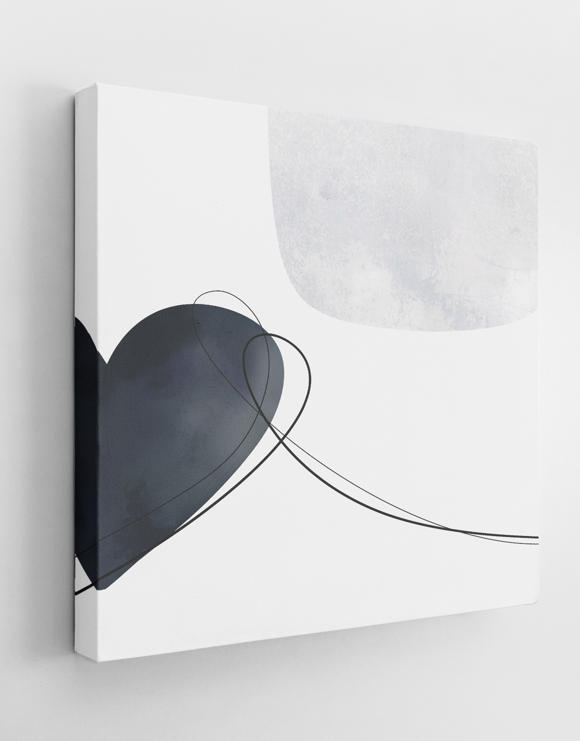 SET OF THREE CANVASES ‘NAVY HEART TRIO’ Silver Wall Art, Contemporary