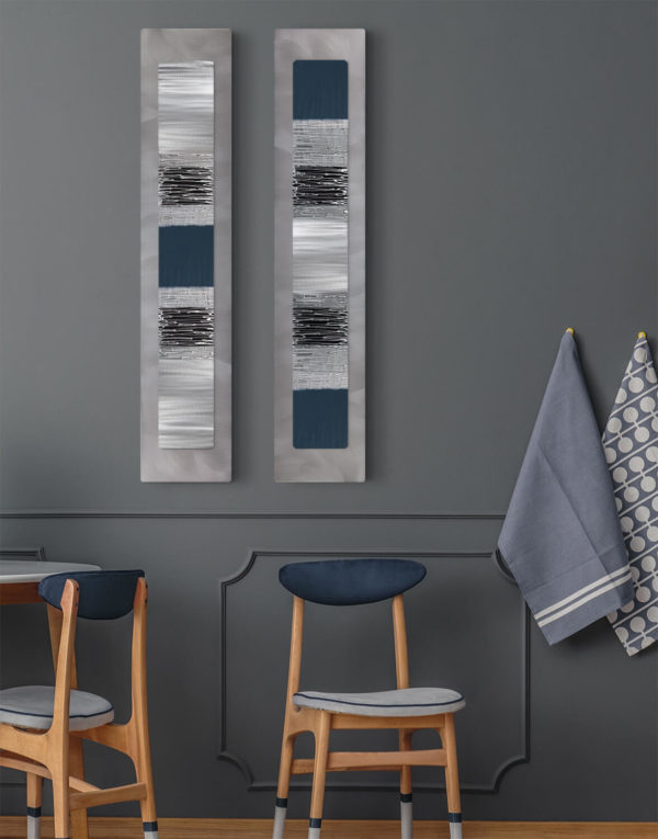 Echo Navy Luxe Set Silver Wall Art, Contemporary Art UK