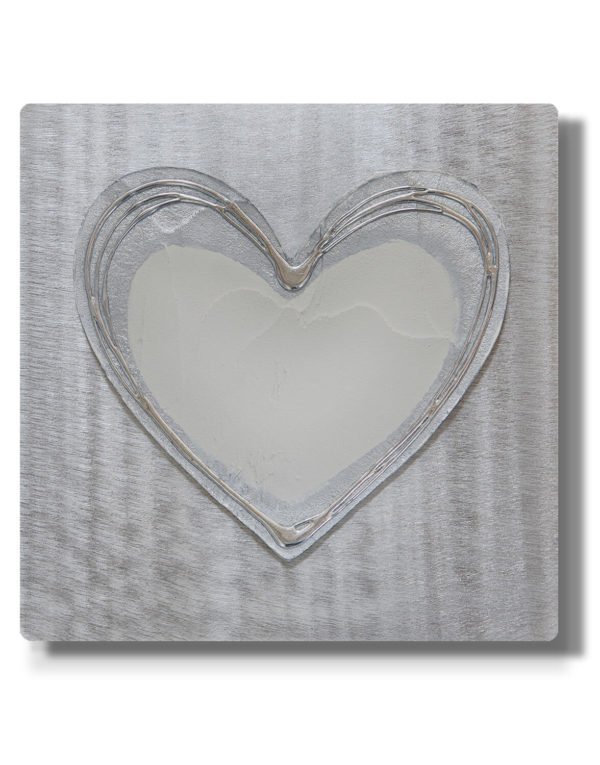 White Luxe Heart Silver Wall Art, Contemporary Art UK