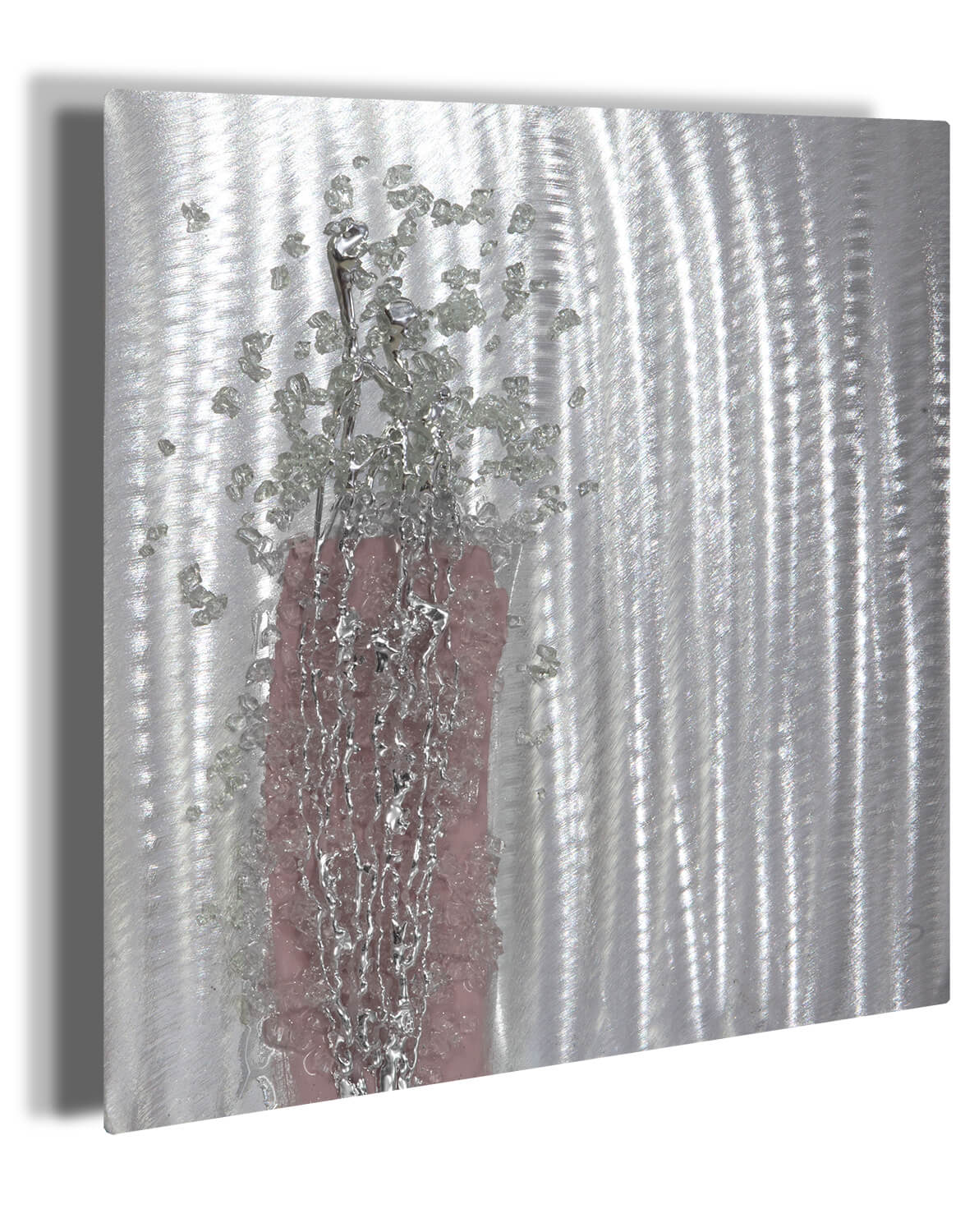 Dusky Blush Crystal Cluster Silver Wall Art, Contemporary Art UK