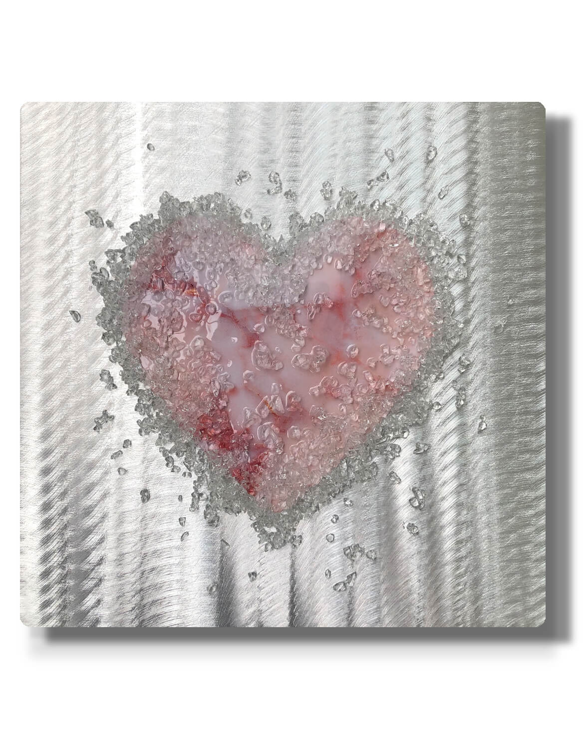 Crystal Heart Single, Blush Silver Wall Art, Contemporary Art UK