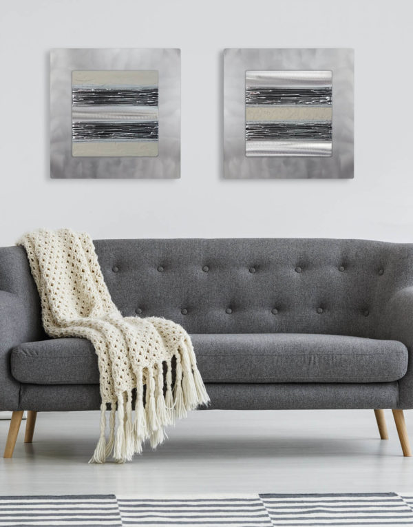 Echo Cream Set Silver Wall Art, Contemporary Art UK