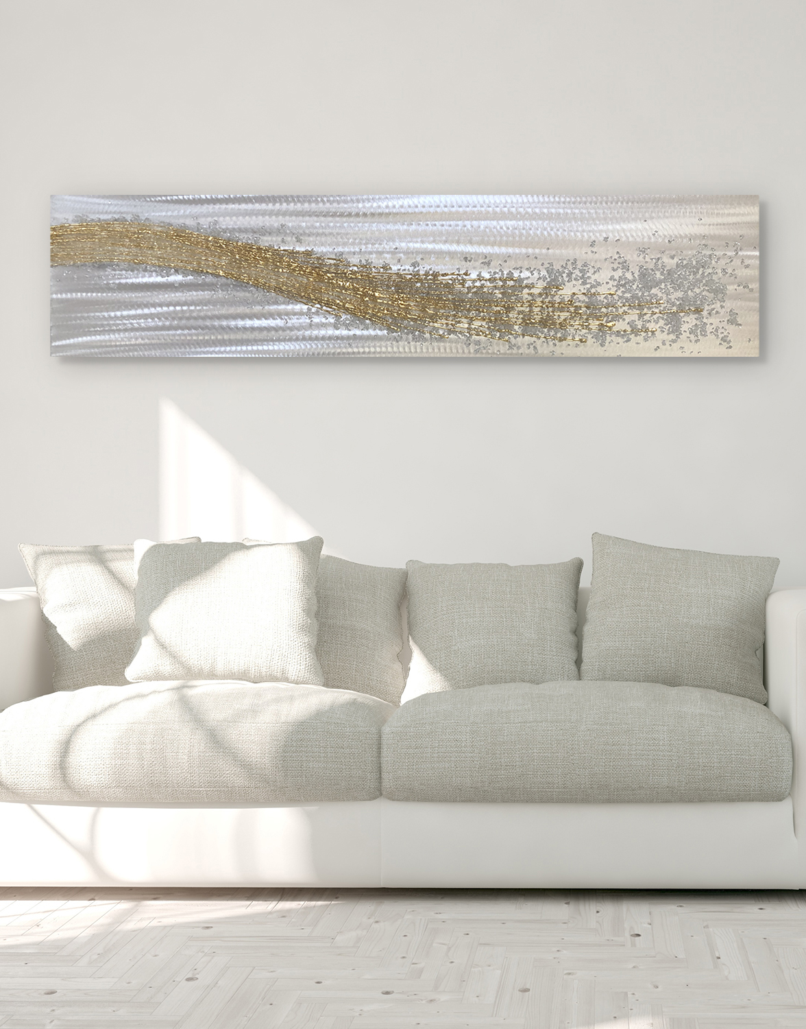 Alchemy White & Gold Silver Wall Art, Contemporary Art UK