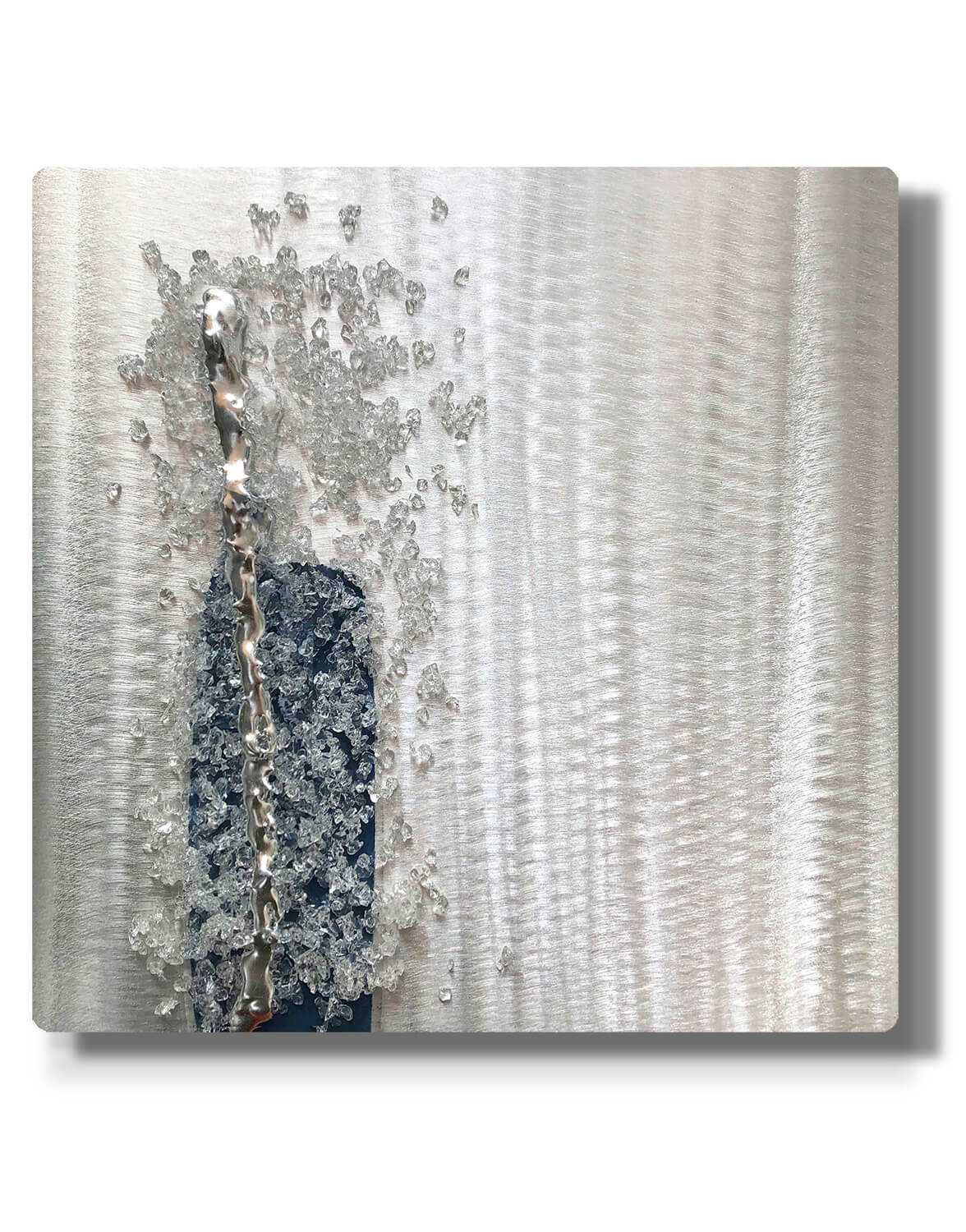 Crystal Luxe Duo, Navy and White Silver Wall Art, Contemporary Art UK