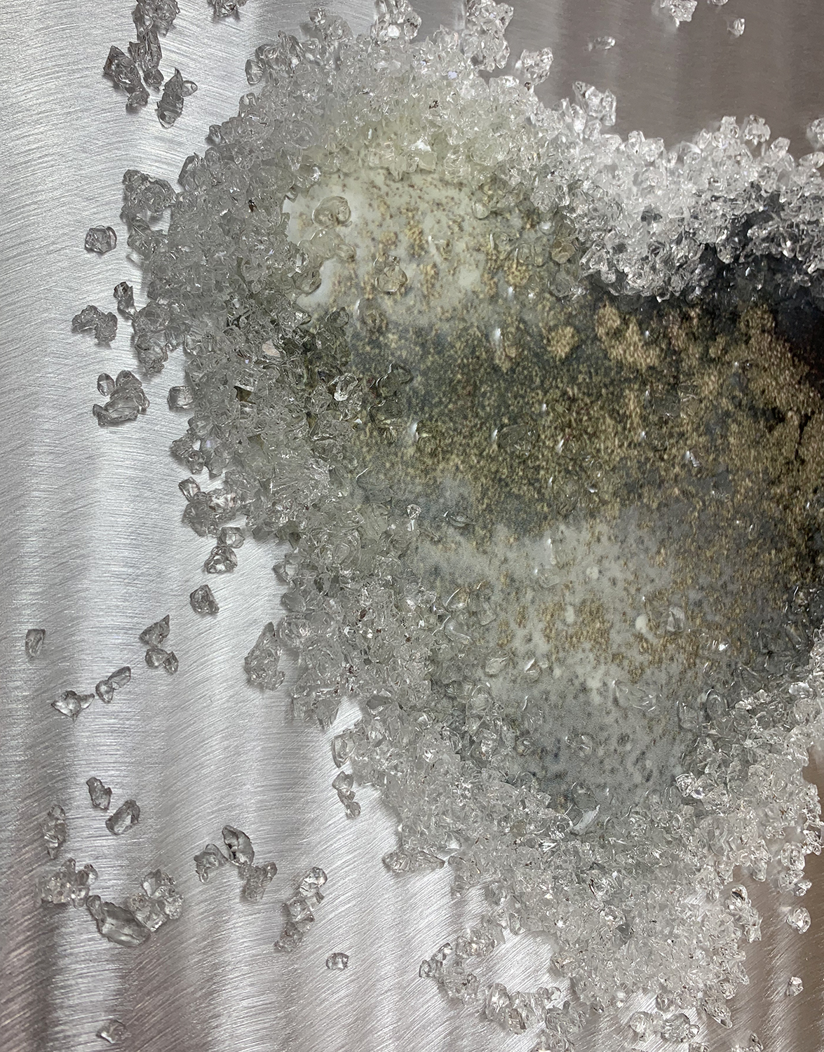 Crystal Heart Set of Three, Shades of Grey Silver Wall Art