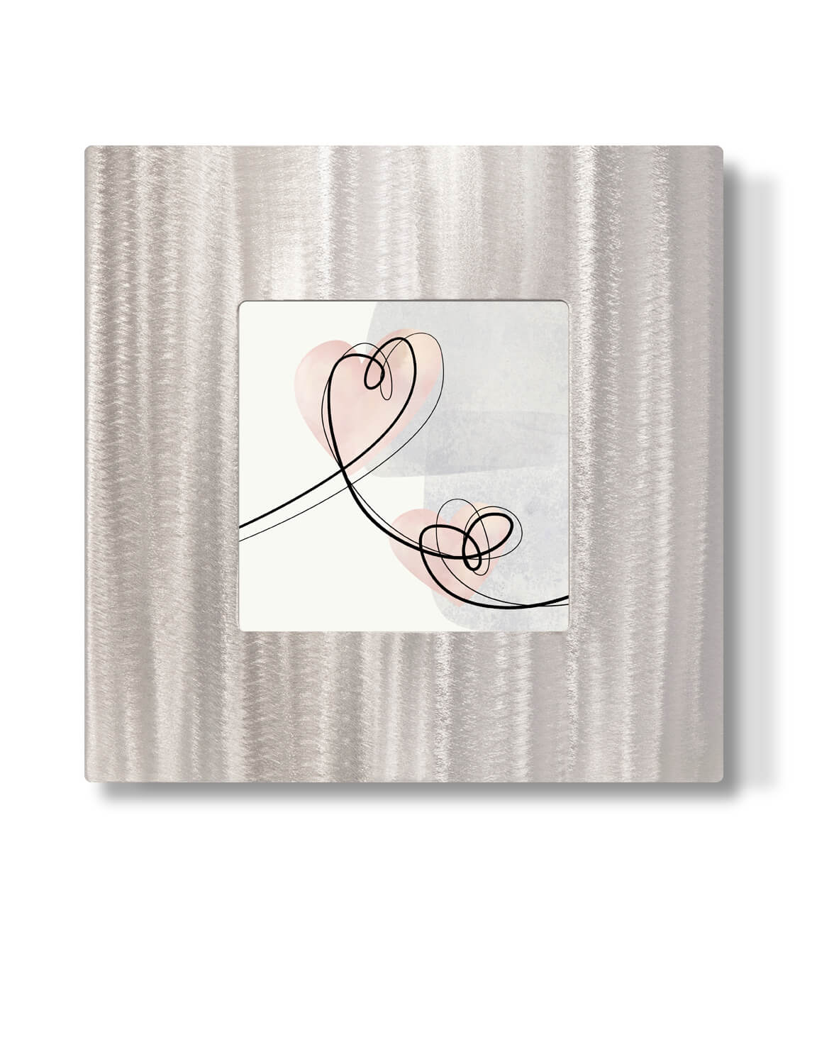 Blush Twin Love Hearts Silver Wall Art, Contemporary Art UK