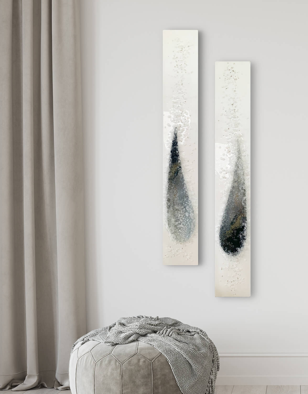 Angel Tears Crystal Mica, Shades of Grey Silver Wall Art