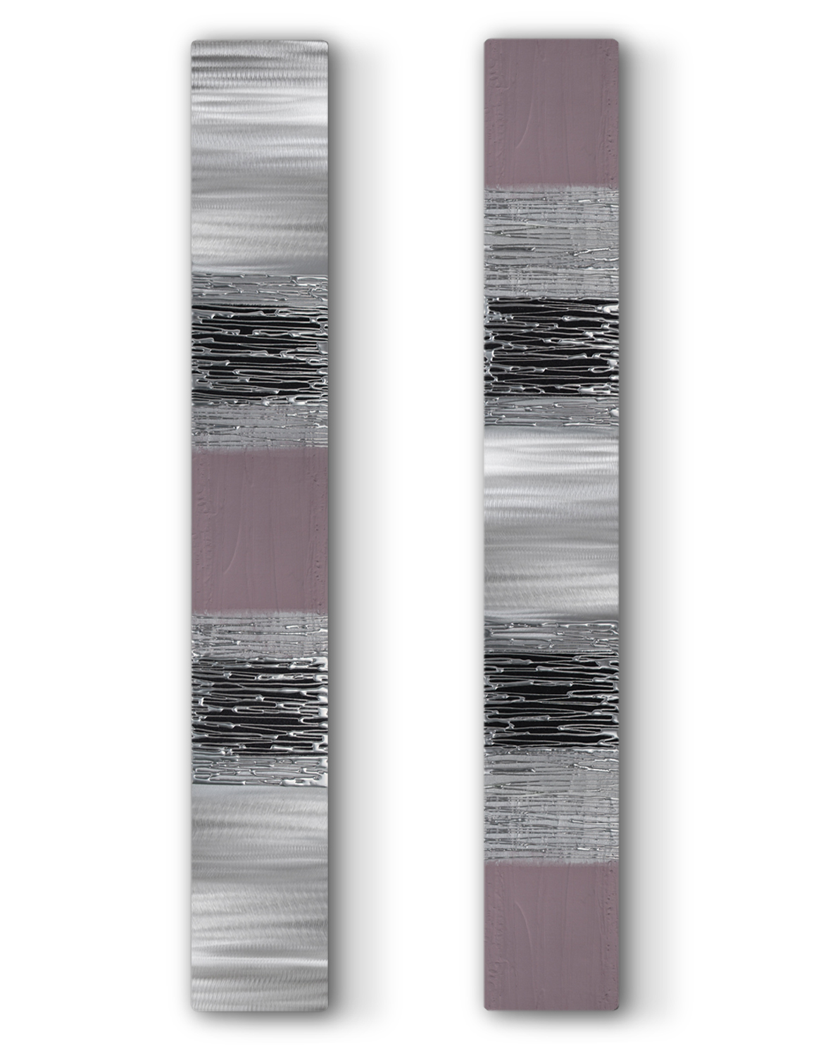 Echo Tall Blush Set Silver Wall Art, Contemporary Art UK